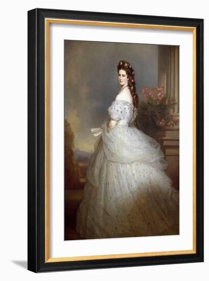 Portrait of Elisabeth De Wittelsbach (1837-1898) (Sissi), Imperator of Austria (1854-1898) and Quee-Franz Xaver Winterhalter-Framed Giclee Print