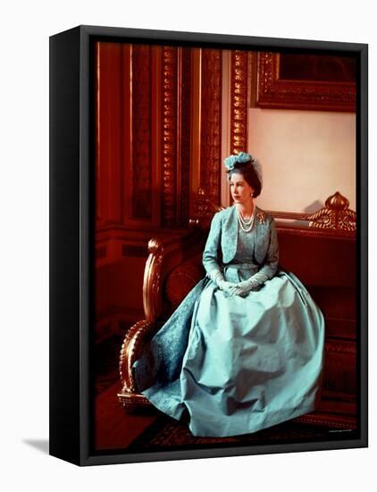 Portrait of Elizabeth II in Turquoise Dress, Born 21 April 1926-Cecil Beaton-Framed Premier Image Canvas