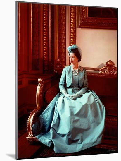 Portrait of Elizabeth II in Turquoise Dress, Born 21 April 1926-Cecil Beaton-Mounted Photographic Print