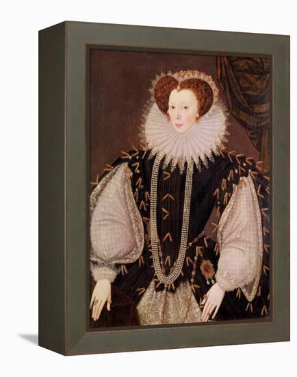 Portrait of Elizabeth Sydenham, Lady Drake, circa 1585-George Gower-Framed Premier Image Canvas