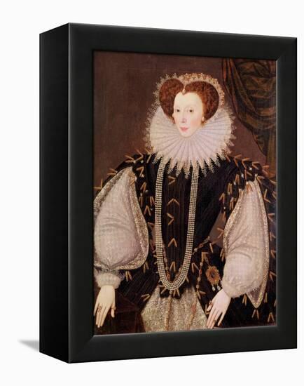 Portrait of Elizabeth Sydenham, Lady Drake, circa 1585-George Gower-Framed Premier Image Canvas