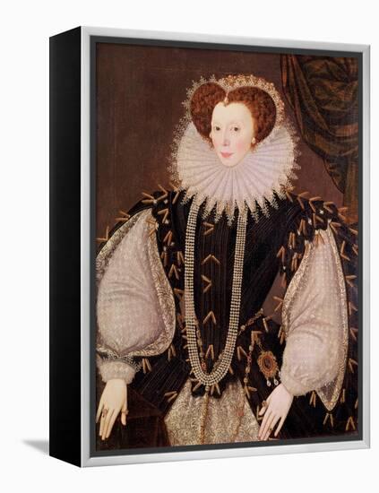 Portrait of Elizabeth Sydenham, Lady Drake, circa 1585-George Gower-Framed Premier Image Canvas