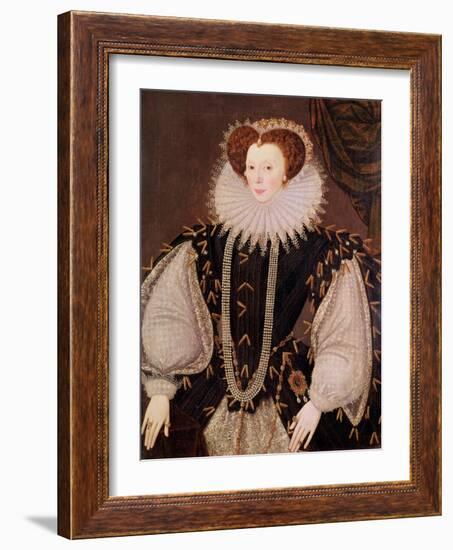 Portrait of Elizabeth Sydenham, Lady Drake, circa 1585-George Gower-Framed Giclee Print