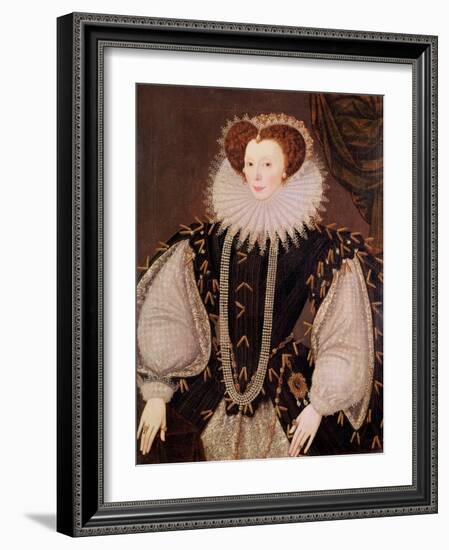 Portrait of Elizabeth Sydenham, Lady Drake, circa 1585-George Gower-Framed Giclee Print