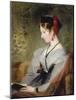 Portrait of Elizabeth Wells (Later Lady Dyke) Wearing a Grey Dress and Holding a Book-Edwin Henry Landseer-Mounted Giclee Print