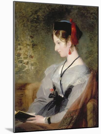 Portrait of Elizabeth Wells (Later Lady Dyke) Wearing a Grey Dress and Holding a Book-Edwin Henry Landseer-Mounted Giclee Print