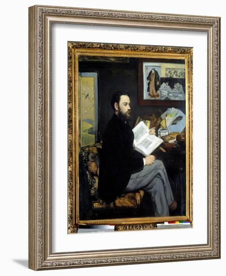 Portrait of Emile Zola (1840 - 1902) - Painting by Edouard Manet (1832-1883), 1868, Oil on Canvas.-Edouard Manet-Framed Giclee Print