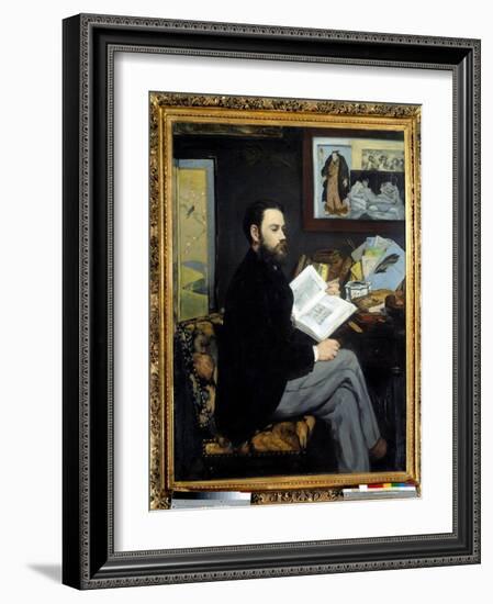 Portrait of Emile Zola (1840 - 1902) - Painting by Edouard Manet (1832-1883), 1868, Oil on Canvas.-Edouard Manet-Framed Giclee Print