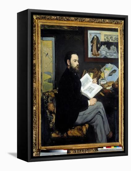 Portrait of Emile Zola (1840 - 1902) - Painting by Edouard Manet (1832-1883), 1868, Oil on Canvas.-Edouard Manet-Framed Premier Image Canvas