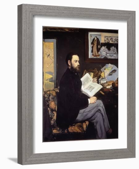 Portrait of Emile Zola - 1868, Oil on Canvas-Edouard Manet-Framed Giclee Print