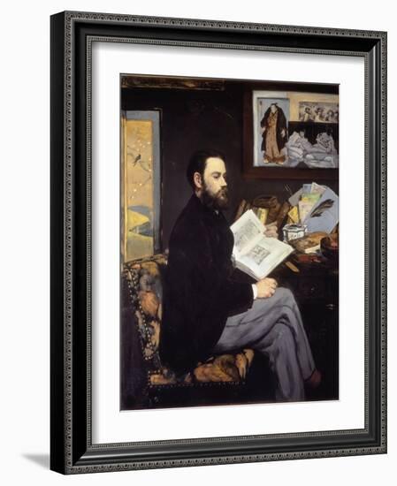 Portrait of Emile Zola - 1868, Oil on Canvas-Edouard Manet-Framed Giclee Print