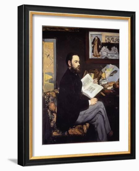 Portrait of Emile Zola - 1868, Oil on Canvas-Edouard Manet-Framed Giclee Print