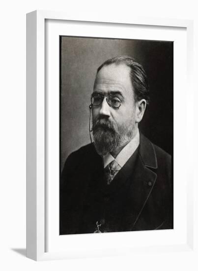 Portrait of Emile Zola (b/w photo)-French Photographer-Framed Giclee Print