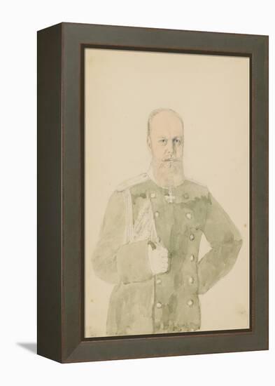 Portrait of Emperor Alexander III (1845-1894) (Pencil and W/C on Paper)-Mihaly von Zichy-Framed Premier Image Canvas