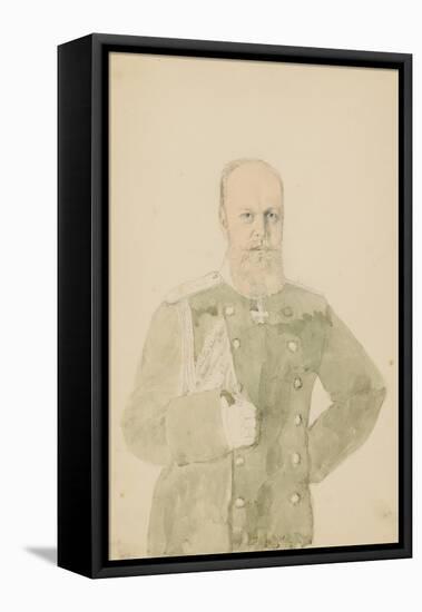 Portrait of Emperor Alexander III (1845-1894) (Pencil and W/C on Paper)-Mihaly von Zichy-Framed Premier Image Canvas