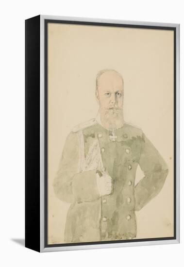 Portrait of Emperor Alexander III (1845-1894) (Pencil and W/C on Paper)-Mihaly von Zichy-Framed Premier Image Canvas