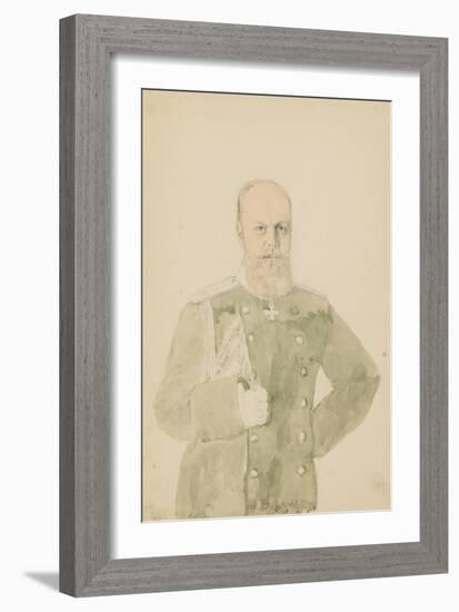 Portrait of Emperor Alexander III (1845-1894) (Pencil and W/C on Paper)-Mihaly von Zichy-Framed Giclee Print