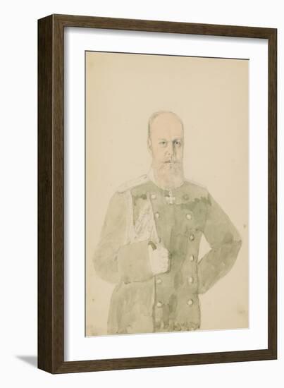 Portrait of Emperor Alexander III (1845-1894) (Pencil and W/C on Paper)-Mihaly von Zichy-Framed Giclee Print