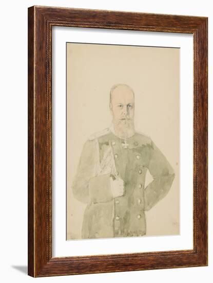 Portrait of Emperor Alexander III (1845-1894) (Pencil and W/C on Paper)-Mihaly von Zichy-Framed Giclee Print