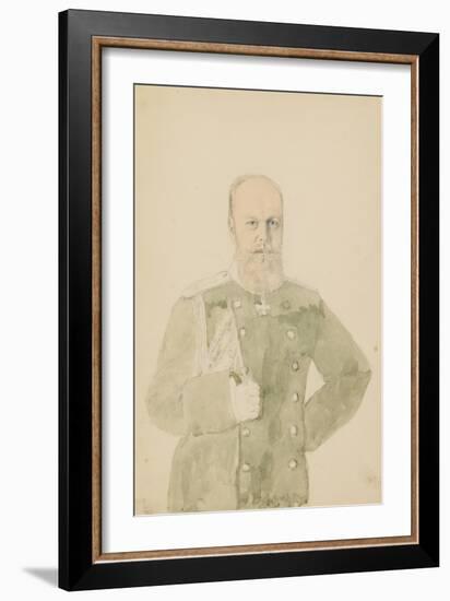 Portrait of Emperor Alexander III (1845-1894) (Pencil and W/C on Paper)-Mihaly von Zichy-Framed Giclee Print