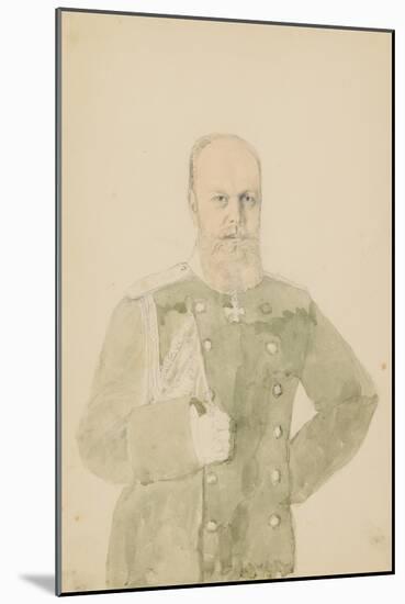 Portrait of Emperor Alexander III (1845-1894) (Pencil and W/C on Paper)-Mihaly von Zichy-Mounted Giclee Print