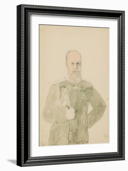 Portrait of Emperor Alexander III (1845-1894) (Pencil and W/C on Paper)-Mihaly von Zichy-Framed Giclee Print