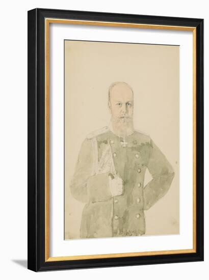 Portrait of Emperor Alexander III (1845-1894) (Pencil and W/C on Paper)-Mihaly von Zichy-Framed Giclee Print