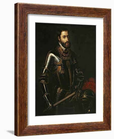 Portrait of Emperor Charles V, after a Painting by Titian, C.1603-Titian (Tiziano Vecelli)-Framed Giclee Print