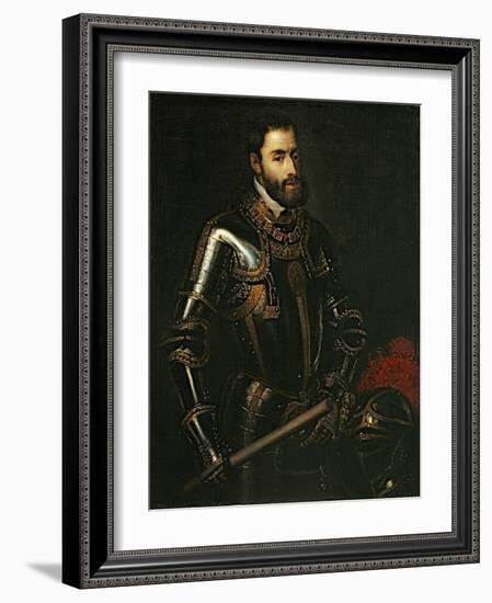 Portrait of Emperor Charles V, after a Painting by Titian, C.1603-Titian (Tiziano Vecelli)-Framed Giclee Print