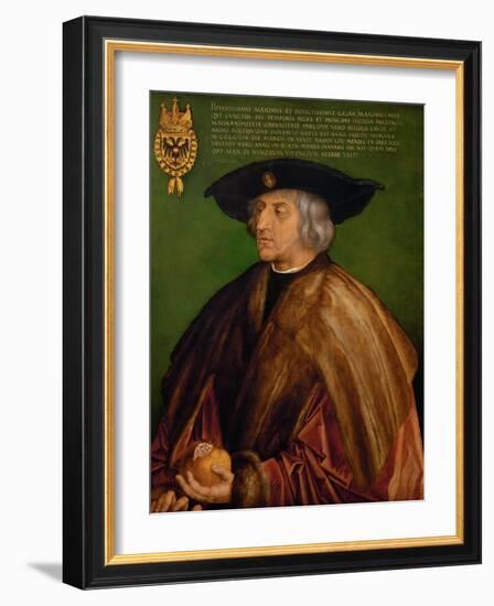 Portrait of Emperor Maximilian I (1459-151), 1519-Albrecht Dürer-Framed Premium Giclee Print