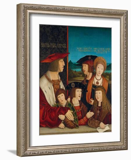 Portrait of Emperor Maximilian I with His Family, 1516-1520-Bernhard Strigel-Framed Giclee Print