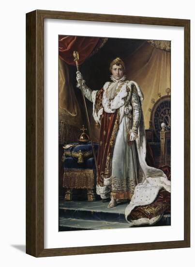 Portrait of Emperor Napoléon I Bonaparte (1769-182) in His Coronation Robes, Ca 1804-François Pascal Simon Gérard-Framed Giclee Print