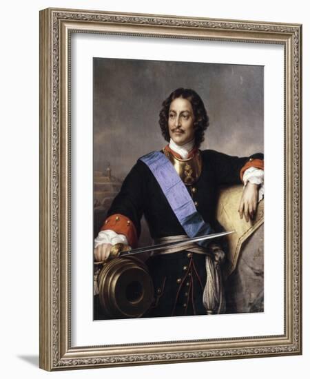 Portrait of Emperor Peter I the Great (1672-172)-Paul Hippolyte Delaroche-Framed Giclee Print