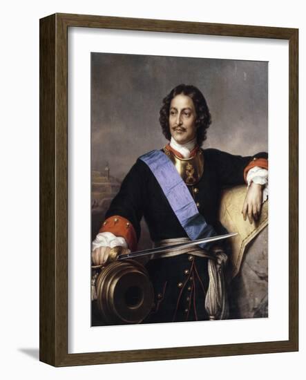 Portrait of Emperor Peter I the Great (1672-172)-Paul Hippolyte Delaroche-Framed Giclee Print