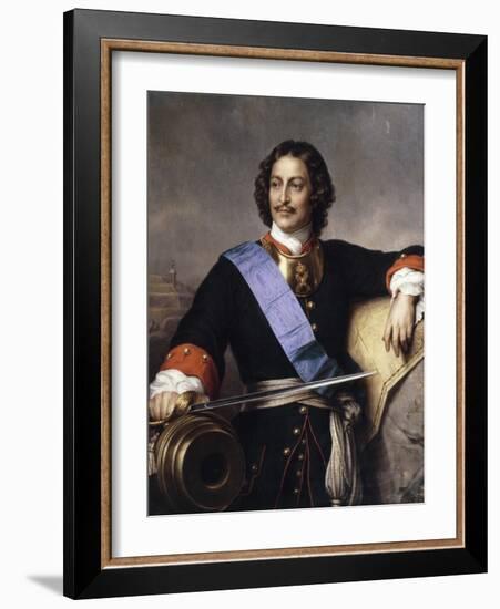 Portrait of Emperor Peter I the Great (1672-172)-Paul Hippolyte Delaroche-Framed Giclee Print