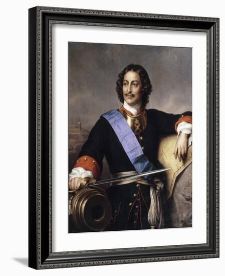 Portrait of Emperor Peter I the Great (1672-172)-Paul Hippolyte Delaroche-Framed Giclee Print