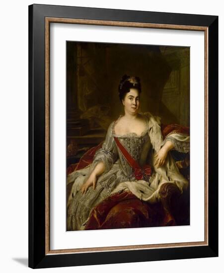 Portrait of Empress Catherine I, (1684-172), 1717-Jean-Marc Nattier-Framed Premium Giclee Print