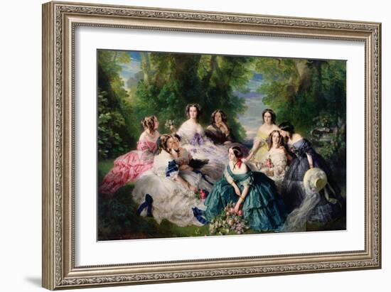 Portrait of Empress Eugenie Surrounded by Her Maids of Honor, 1855-Franz Xaver Winterhalter-Framed Giclee Print