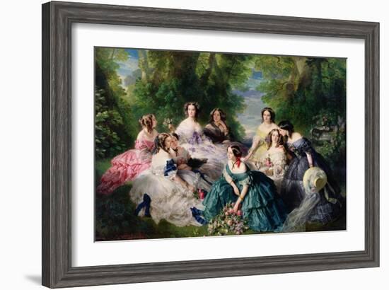 Portrait of Empress Eugenie Surrounded by Her Maids of Honor, 1855-Franz Xaver Winterhalter-Framed Giclee Print