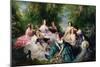 Portrait of Empress Eugenie Surrounded by Her Maids of Honor, 1855-Franz Xaver Winterhalter-Mounted Giclee Print