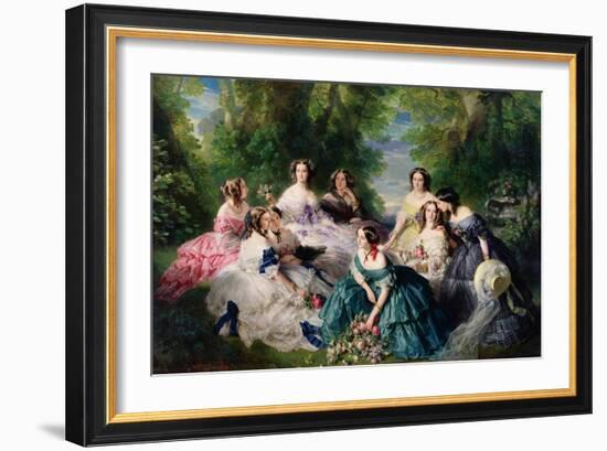 Portrait of Empress Eugenie Surrounded by Her Maids of Honor, 1855-Franz Xaver Winterhalter-Framed Giclee Print