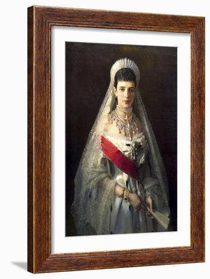 Portrait of Empress Maria Feodorovna, Princess Dagmar of Denmark, (1847-192)-Ivan Kramskoy-Framed Giclee Print