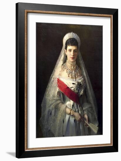 Portrait of Empress Maria Feodorovna, Princess Dagmar of Denmark, (1847-192)-Ivan Kramskoy-Framed Giclee Print