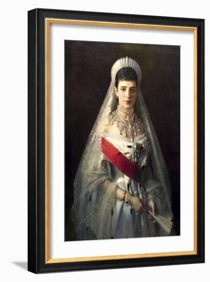 Portrait of Empress Maria Feodorovna, Princess Dagmar of Denmark, (1847-192)-Ivan Kramskoy-Framed Giclee Print