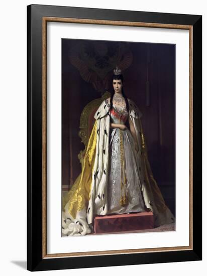 Portrait of Empress Maria Feodorovna, Princess Dagmar of Denmark, 1883 (Chromolithograph)-Ivan Nikolayevich Kramskoi-Framed Giclee Print