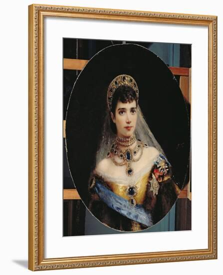 Portrait of Empress Maria Fyodorovna (1847-1928) Dagmar of Denmark-Konstantin Egorovich Makovsky-Framed Giclee Print