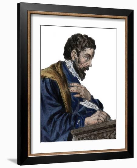 Portrait of Etienne Jodelle (1532-1573), French dramatist and poet-French School-Framed Giclee Print