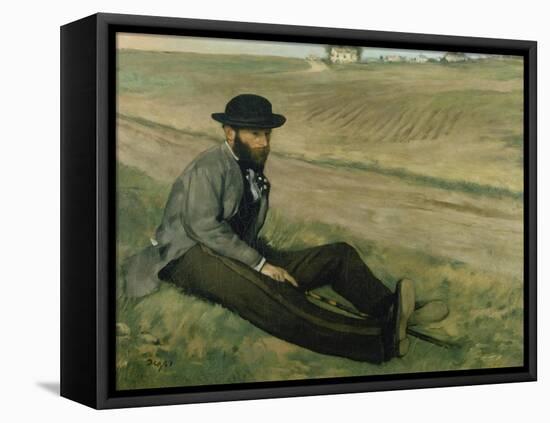 Portrait of Eugene Manet-Edgar Degas-Framed Premier Image Canvas