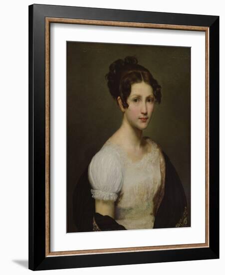 Portrait of Eugénie-Pamela Larivière, Sister of the Artist (Oil on Canvas)-Charles-Philippe Lariviere-Framed Giclee Print