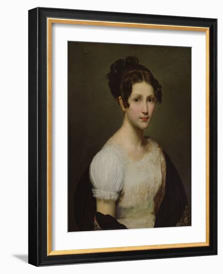Portrait of Eugénie-Pamela Larivière, Sister of the Artist (Oil on Canvas)-Charles-Philippe Lariviere-Framed Giclee Print